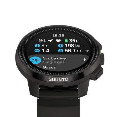 Suunto Ocean showing the scuba dive setup menu with single gas selected