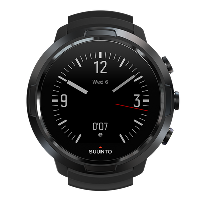 Suunto D5 in black, front view showing the analogue watch face