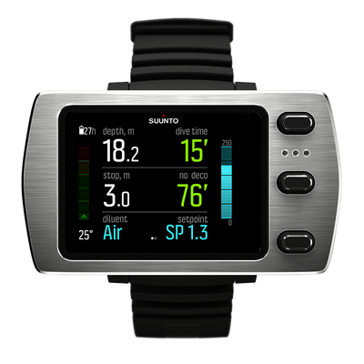 Suunto EON Steel with a steel bezel, front view showing a closed-circuit setpoint of 1.3