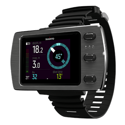 Suunto EON Steel in black, front view showing the digital dive compass