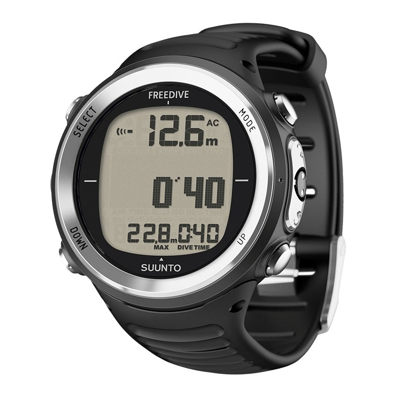 Suunto D4f freediving computer in black, front view with FREEDIVE on the bezel