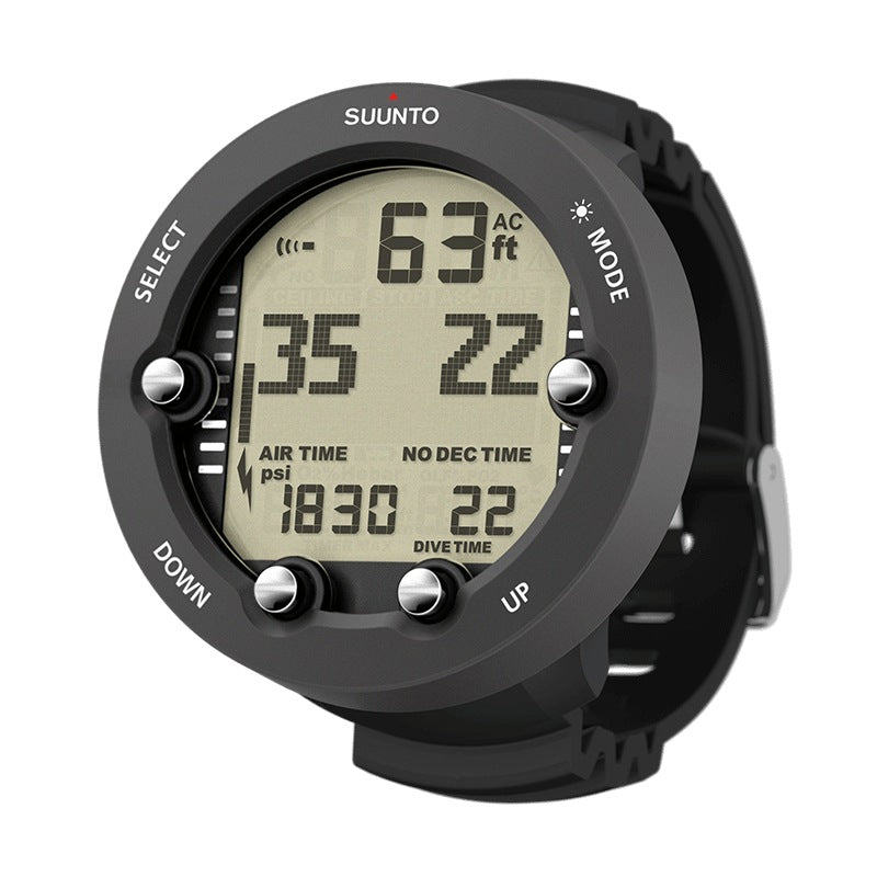 Suunto Vyper Novo dive computer with a white bezel, front view showing depth, air time and no-decompression time