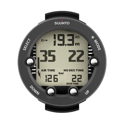 Suunto Vyper Novo dive computer in graphite, front view of the matrix display