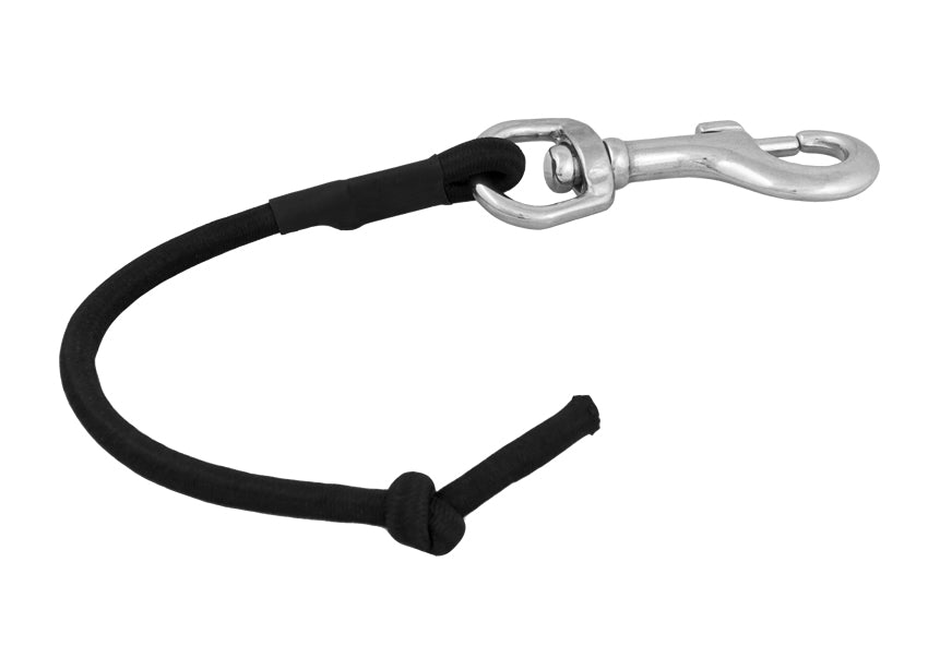 Tecline pig tail: 6 mm bungee with a stainless swivel bolt snap, for carrying line markers