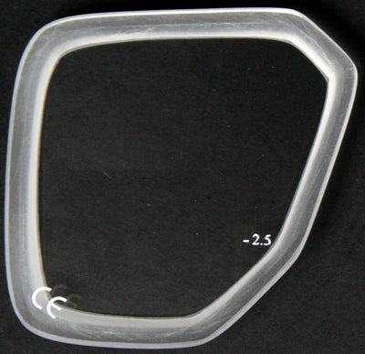 Tecline Tiara correction lens, right side, shown with its strength marking