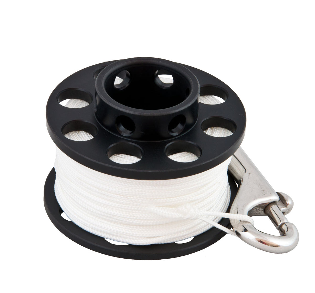 Tecline Cold Water spool, 30 m, with large centre hole and stainless double-ender