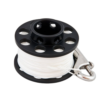 Tecline Cold Water spool, 30 m, with large centre hole and stainless double-ender