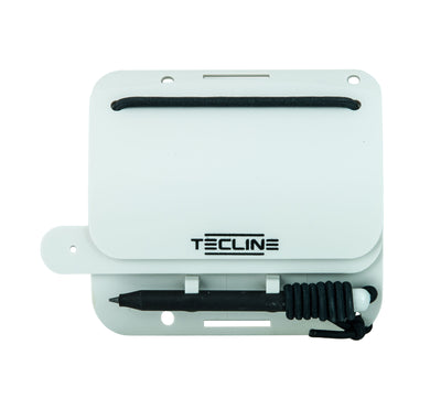 Tecline wrist slate showing the writing surface and pencil