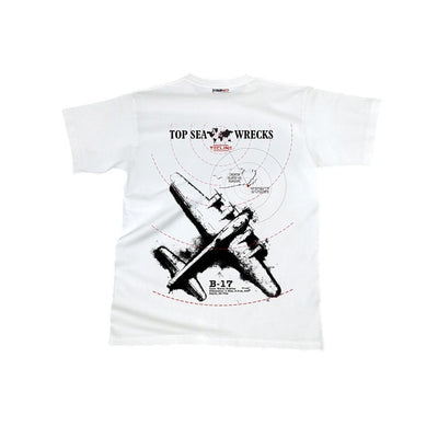 Tecline white B-17 T-shirt from the Top Sea Wrecks series