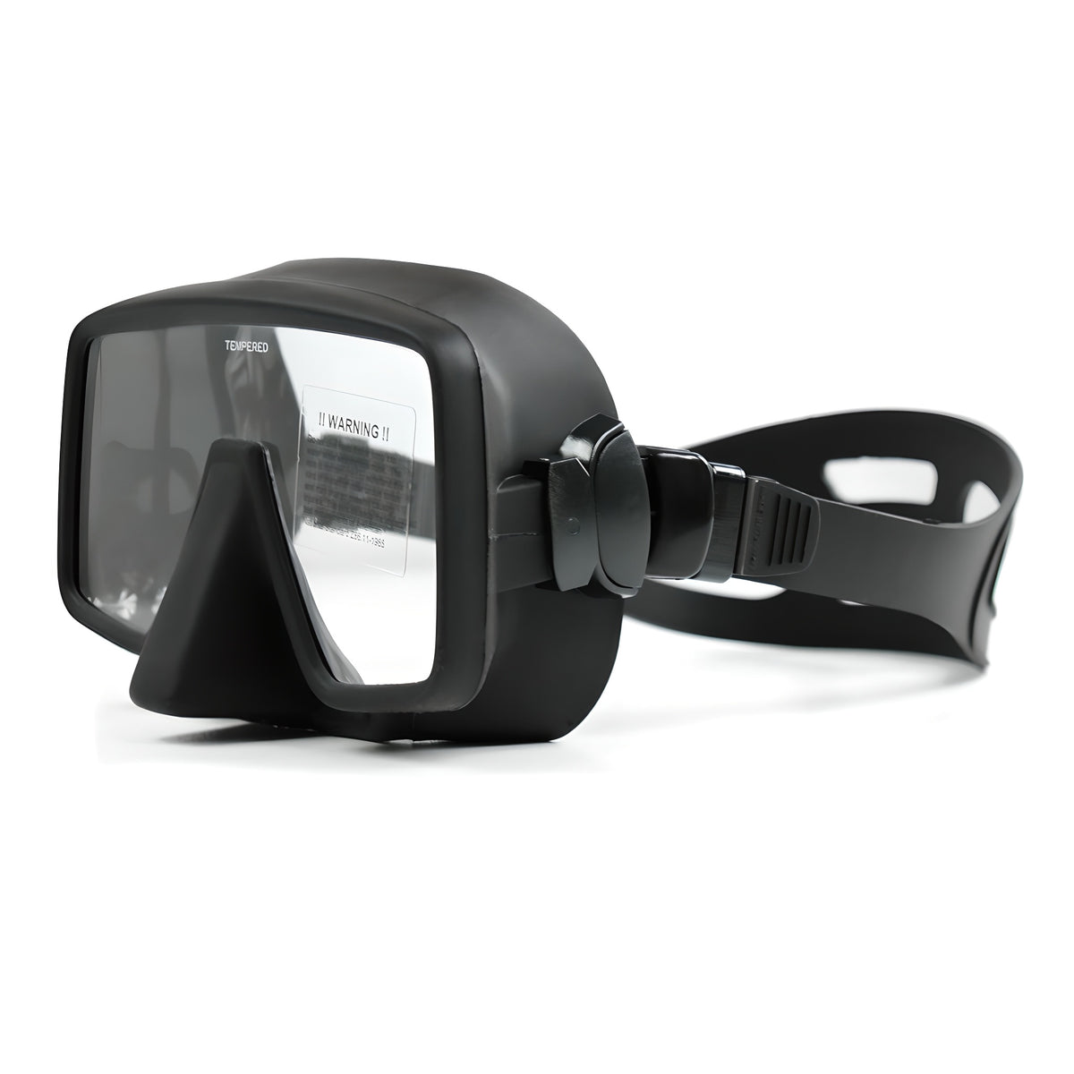 Tecline Frameless Classic mask in matt black silicone, side view