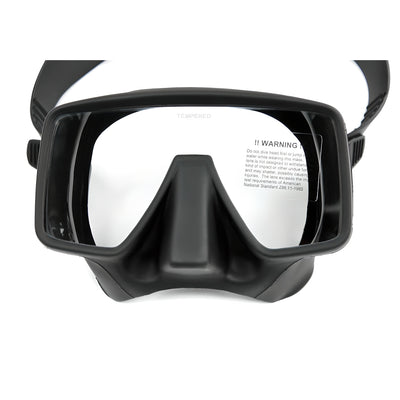 Tecline Frameless Classic mask in matt black silicone, front view
