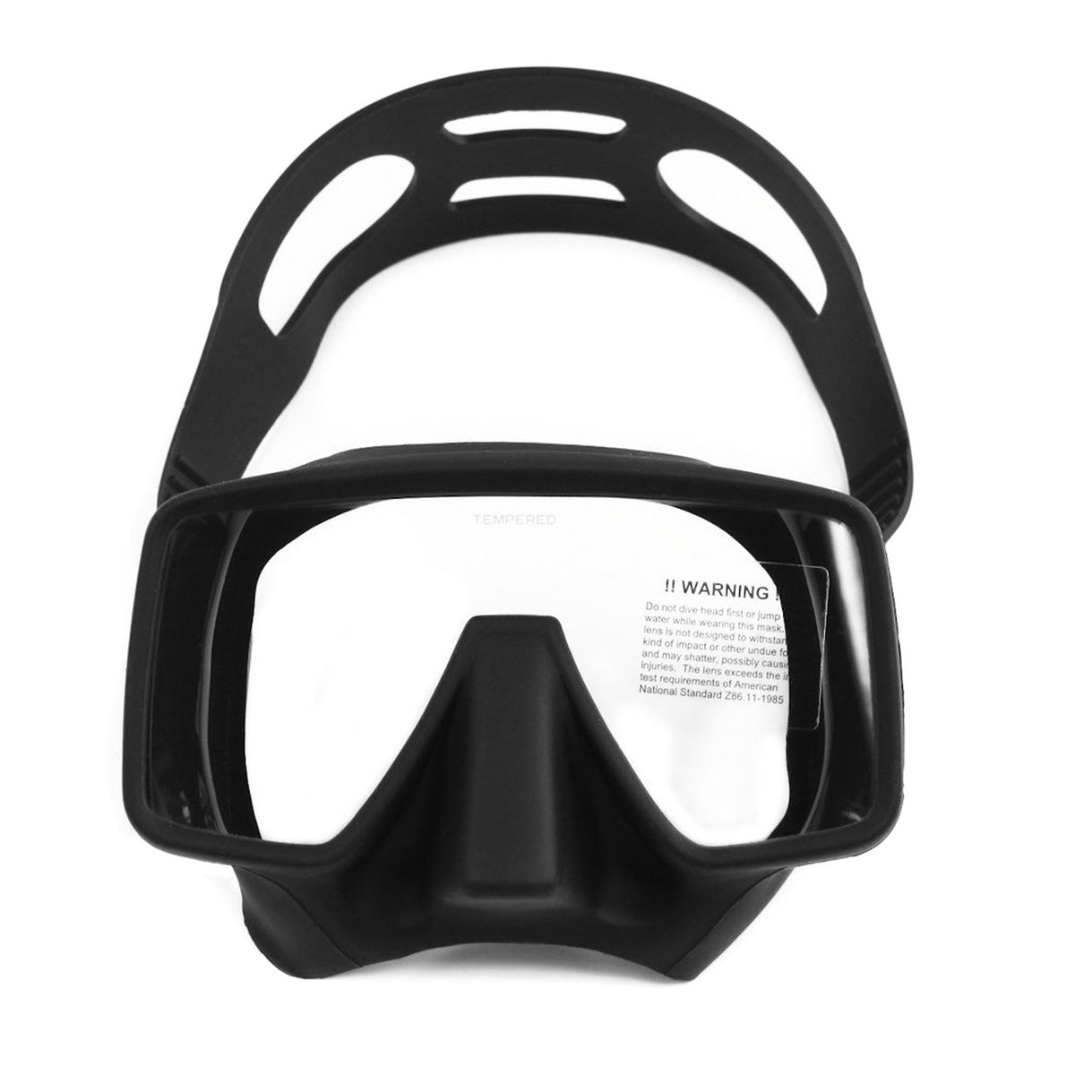 Tecline Frameless Classic mask in matt black silicone, side view