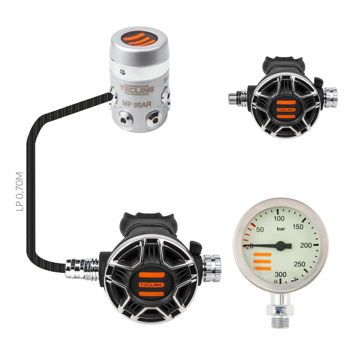 Tecline R4 TEC2 SemiTec I regulator with a second black TEC2 second stage