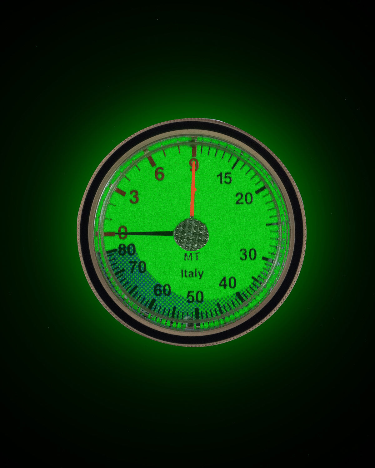 Termo Industria MDI depth gauge capsule, 63 mm luminous dial with red maximum depth needle