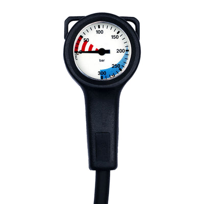 Termo Industria 52 mm single SPG in black cover with a luminous 300 bar dial and HP hose