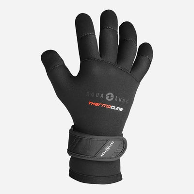 Aqua Lung Thermocline 3 mm dive glove, back of the hand showing the Thermocline logo and the hook and loop wrist cinch
