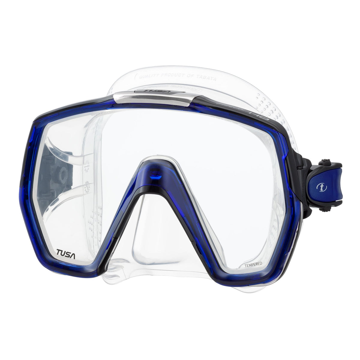 Tusa Freedom HD mask with clear skirt and Cobalt Blue frame