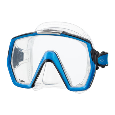 Tusa Freedom HD mask with clear skirt and Fishtail Blue frame