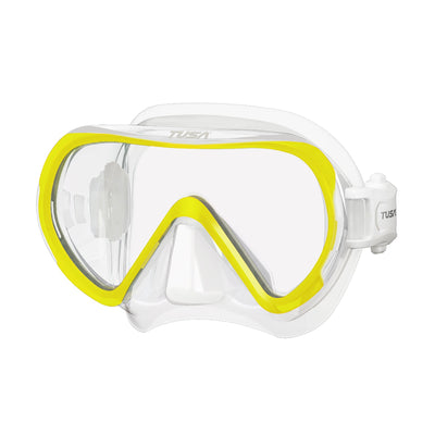 Tusa Ino mask with clear skirt and Flash Yellow frame