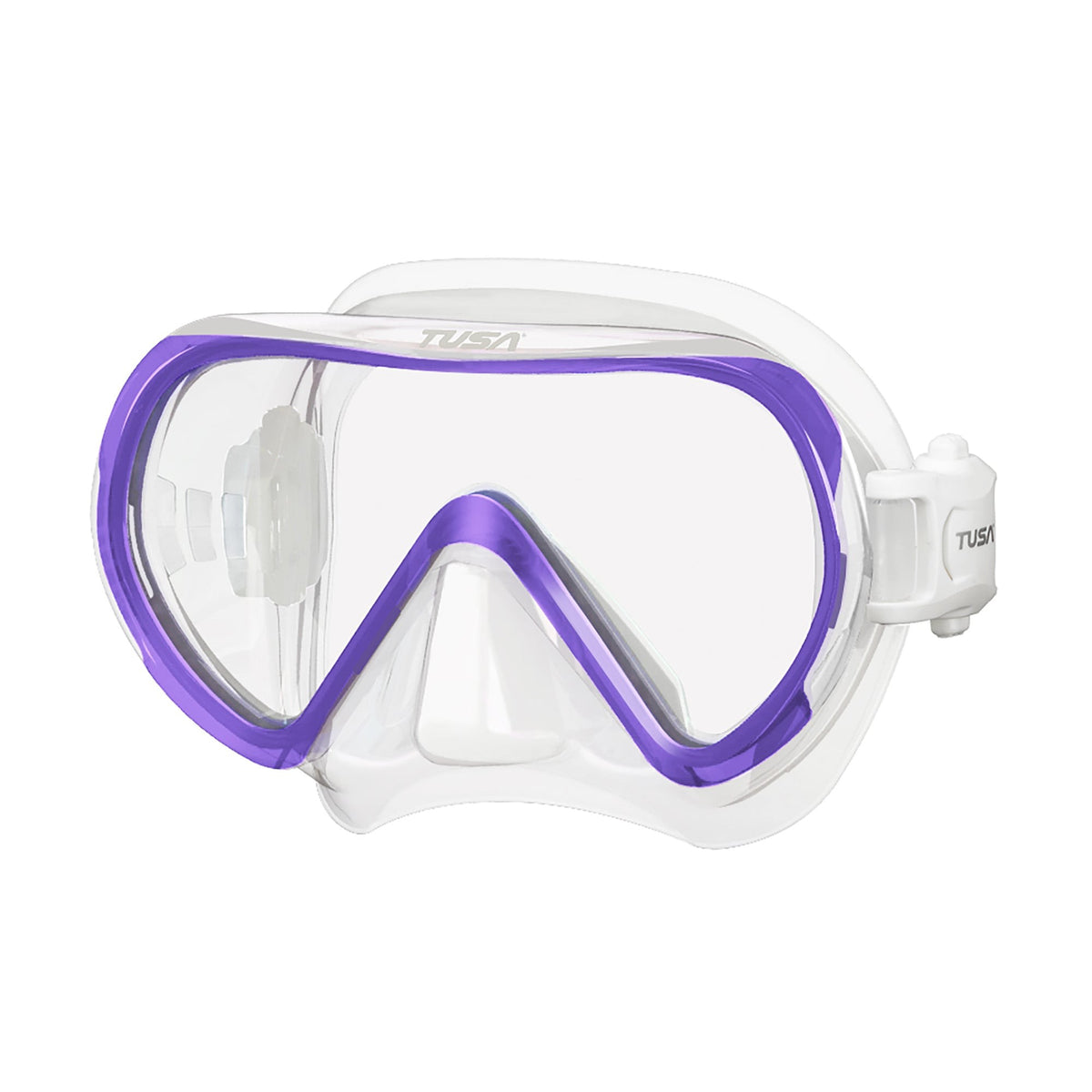 Tusa Ino mask with clear skirt and purple frame
