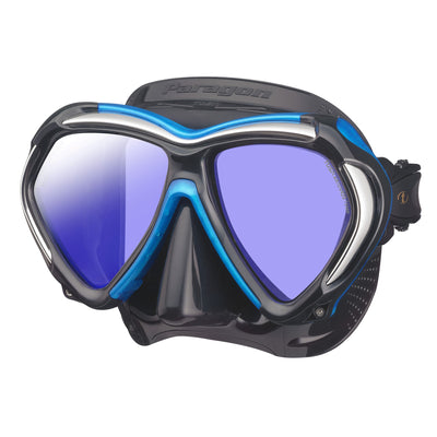 Tusa Paragon twin lens mask, black silicone with Fishtail Blue accents