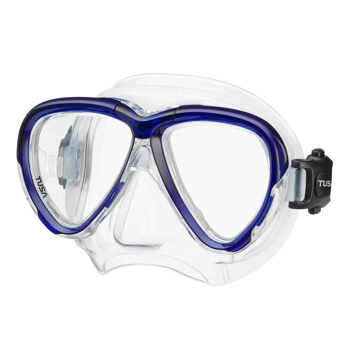 Tusa Intega twin lens mask with clear skirt and Ocean Green frame
