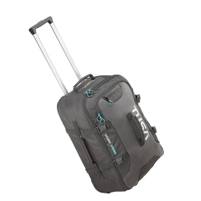 TUSA small carry-on roller dive bag with the pull handle extended