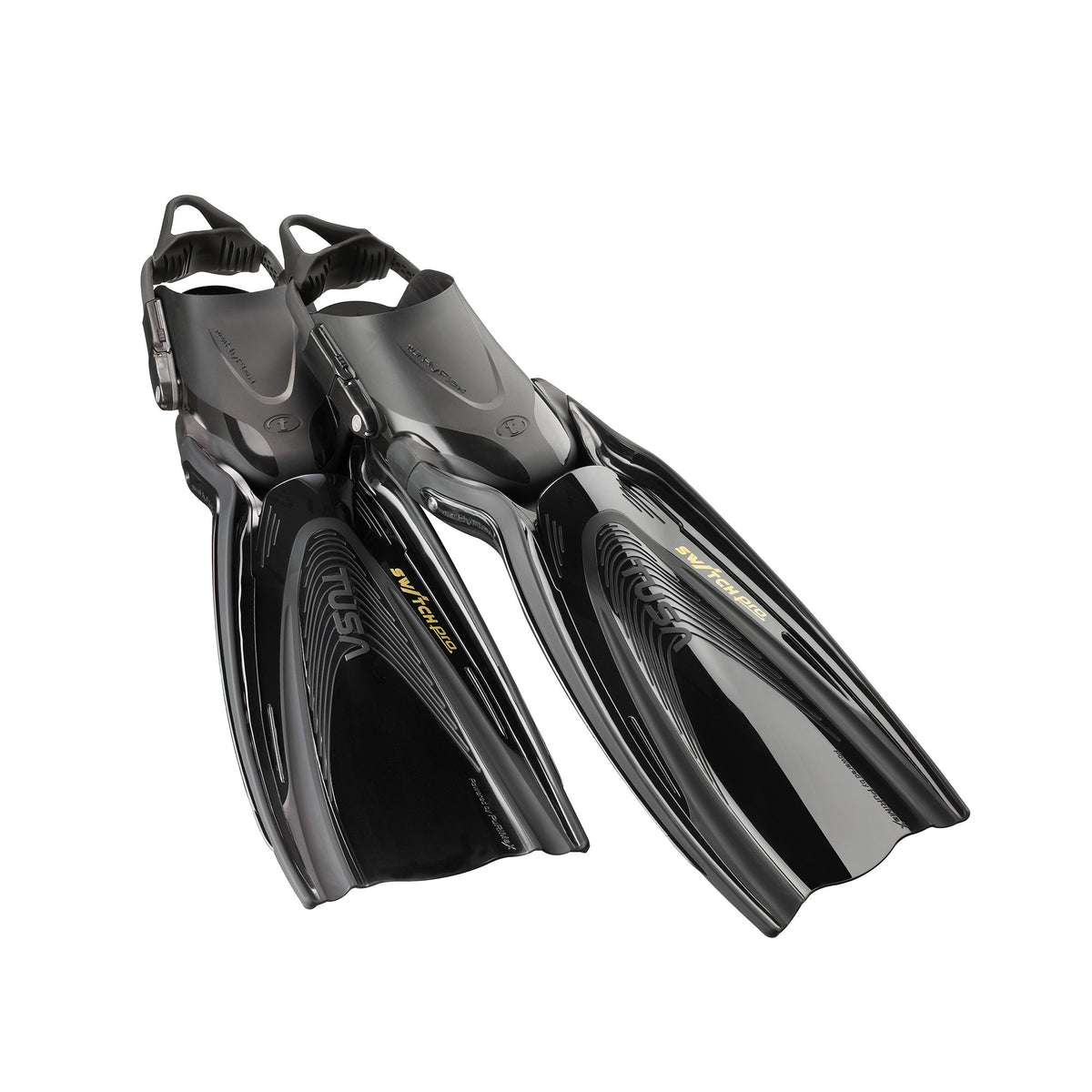Tusa Hyflex Switch Pro fins with translucent Energy Orange blades