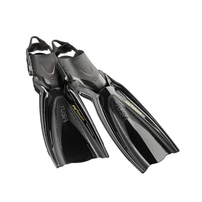 Pair of black Tusa Hyflex Switch Pro open heel fins