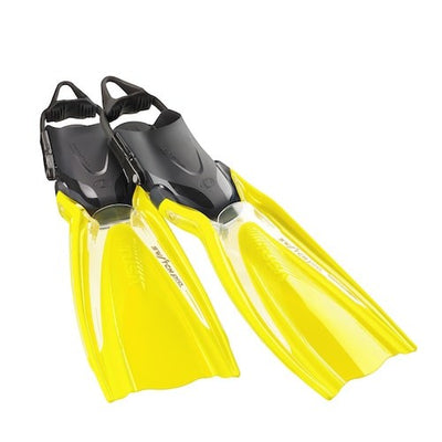 Tusa Hyflex Switch Pro fins with translucent Flash Yellow blades