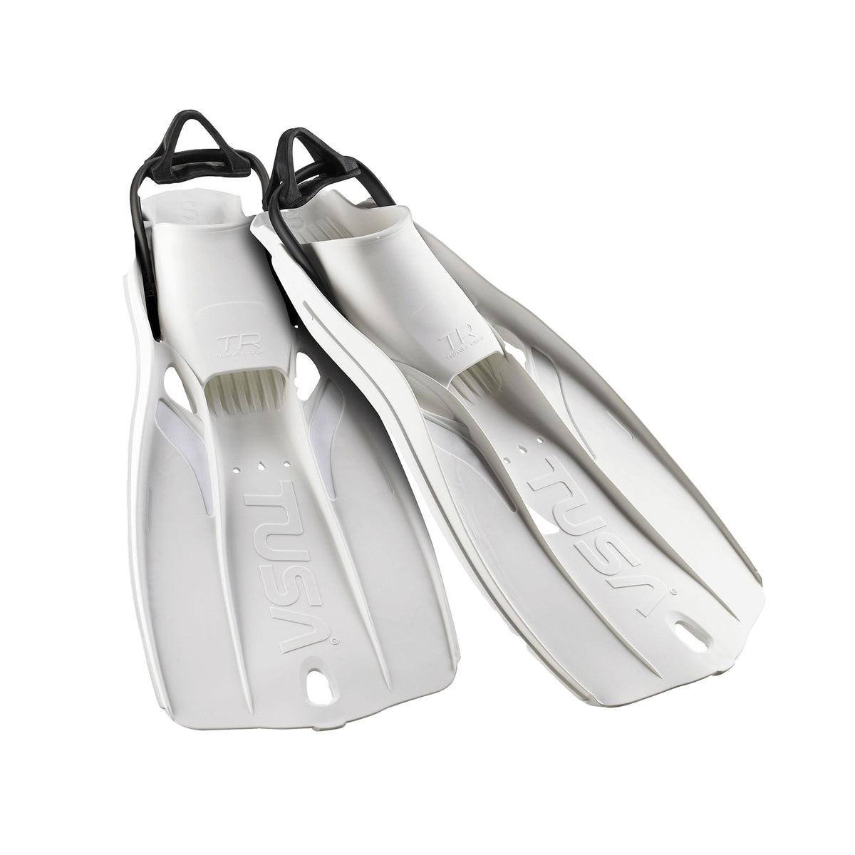 Pair of black Tusa Travel Right fins
