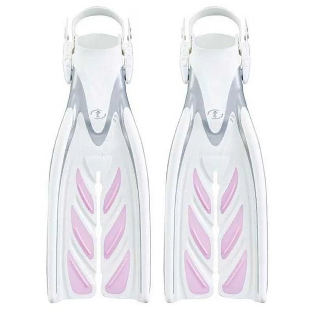 Pair of Tusa X-Pert Zoom Z3 split fins in Pearlescent Pink