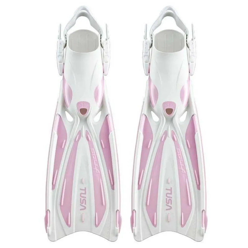 Tusa Solla fins in Pearlescent Pink and white