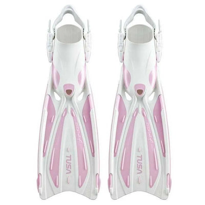 Tusa Solla fins in Pearlescent Pink and white