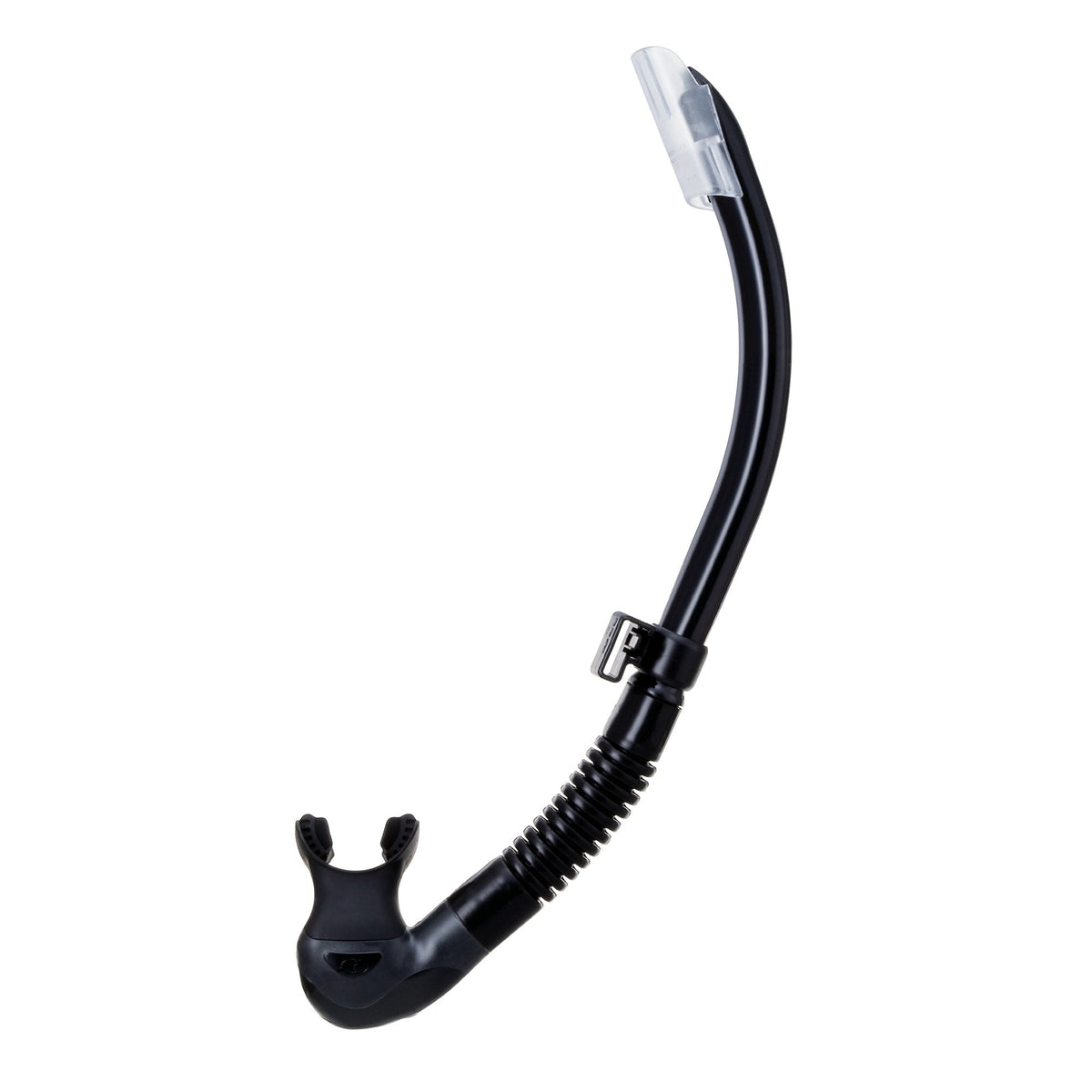 Tusa Platina II Hyperdry snorkel, black silicone with Flash Yellow tube