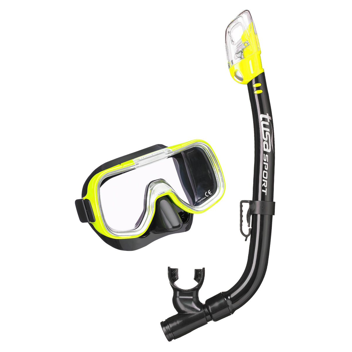 Tusa Mini Kleio dry youth mask and snorkel in black and blue