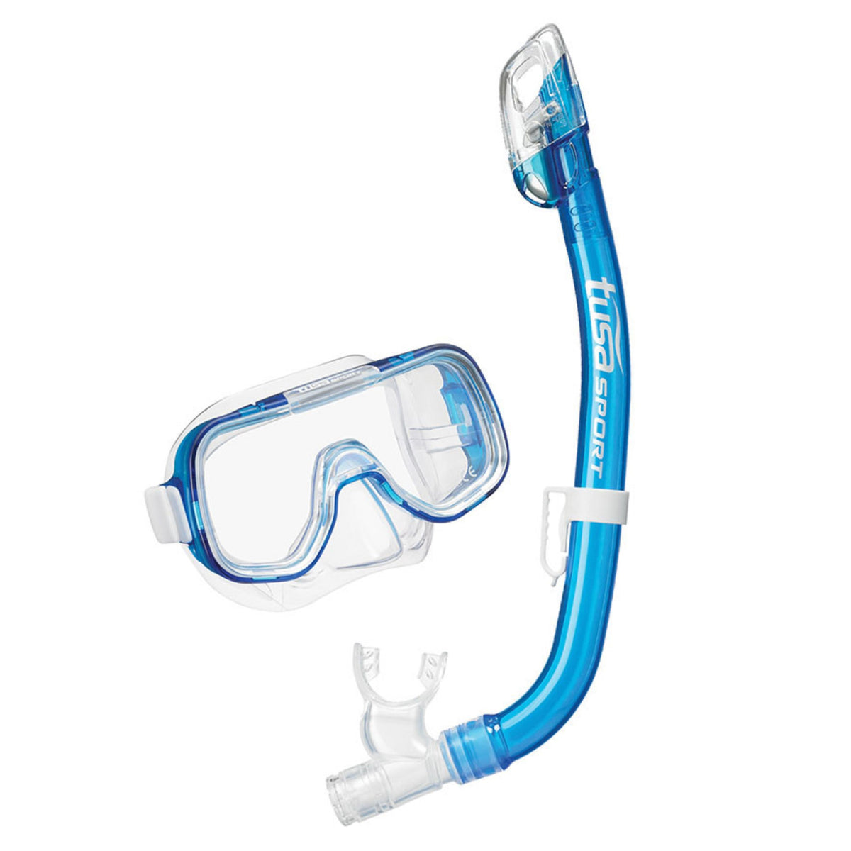 Tusa Mini Kleio dry youth mask and snorkel in black and blue