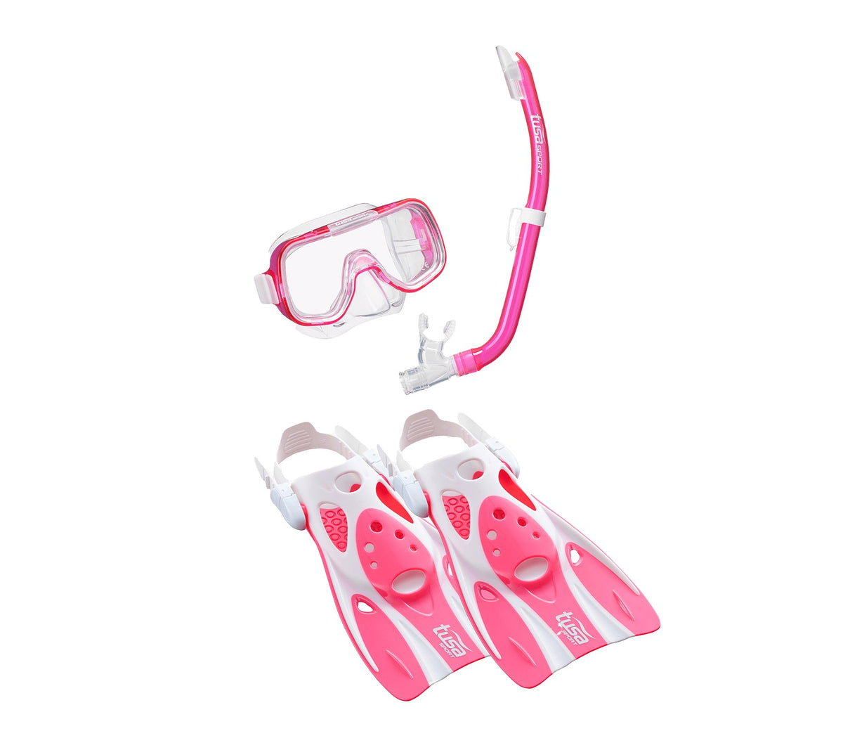 Tusa Mini Kleio Hyperdry kids travel set in blue: mask, snorkel and fins