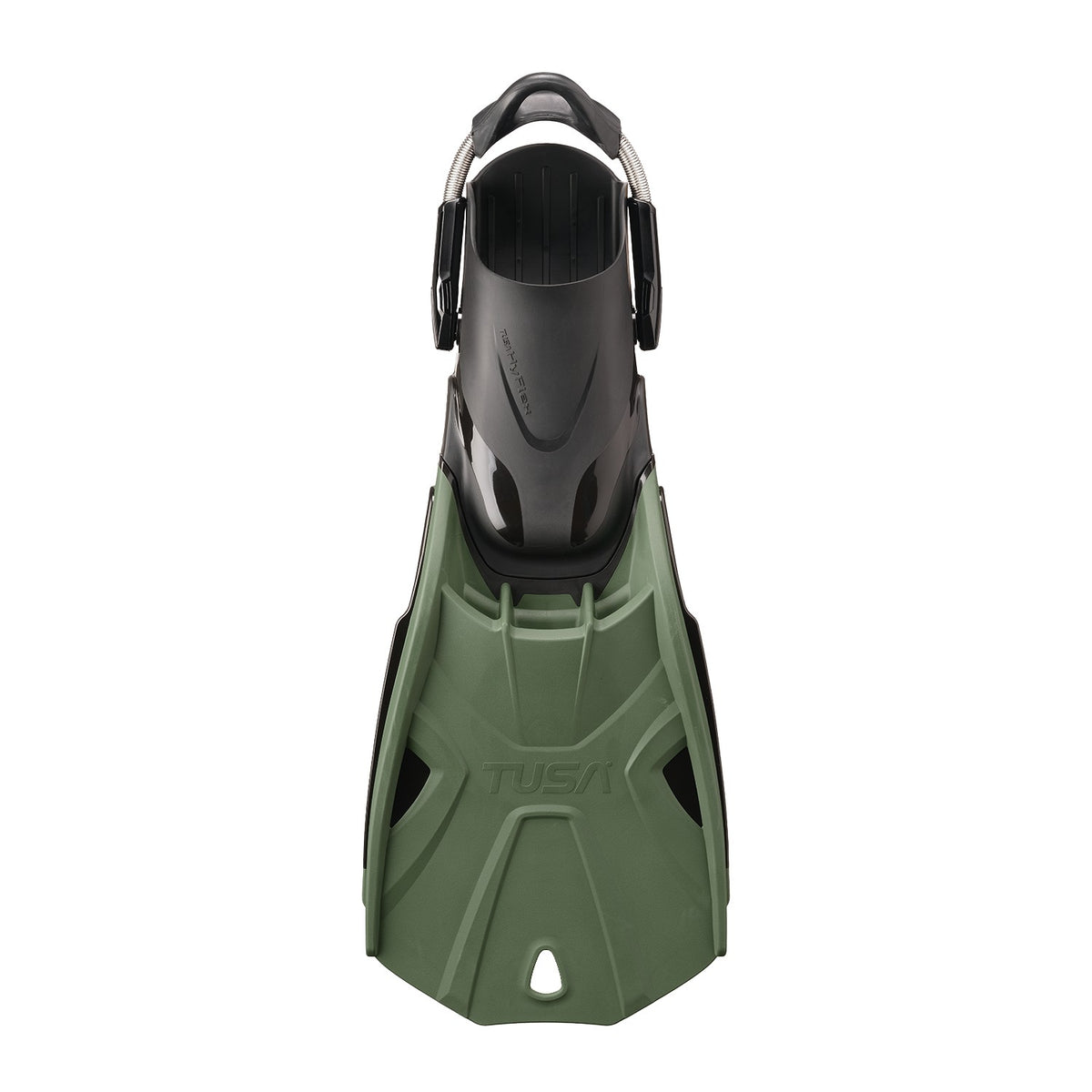 Tusa Hyflex Tri-Force fin with a Khaki green blade