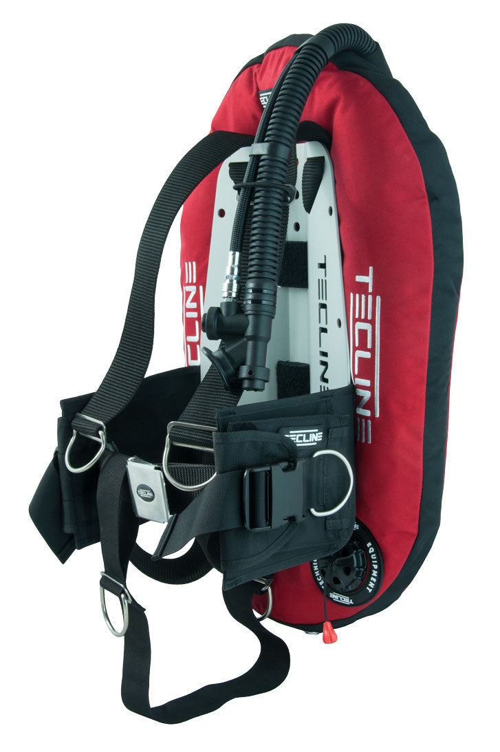 Tecline Donut 13 Ultra Light Travel set with red wing, harness and aluminium backplate