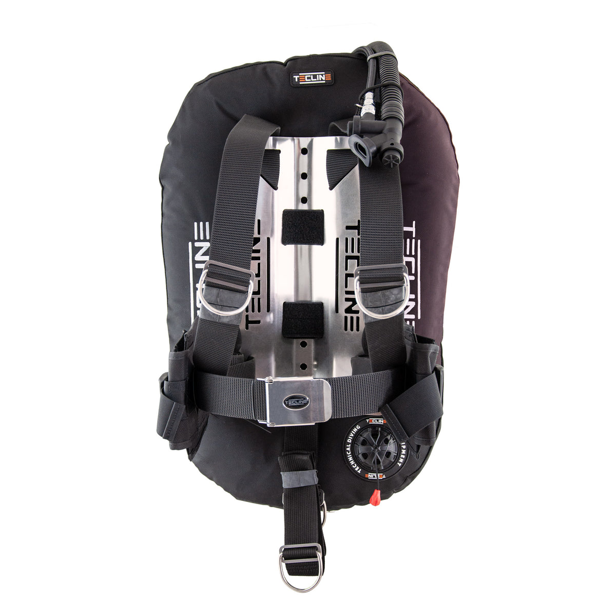 Tecline Donut 17 Ultra Light Travel set, harness side with the aluminium backplate