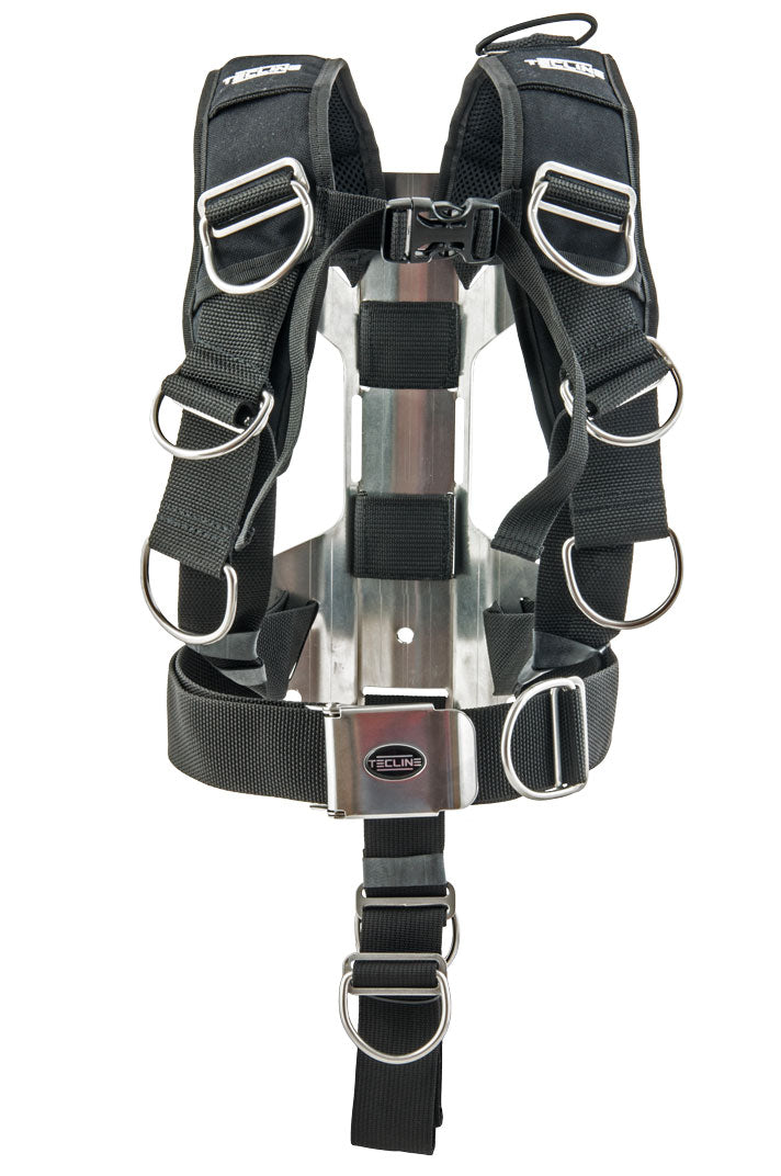 Tecline Comfort MINI harness on a small 3 mm stainless steel H MINI backplate