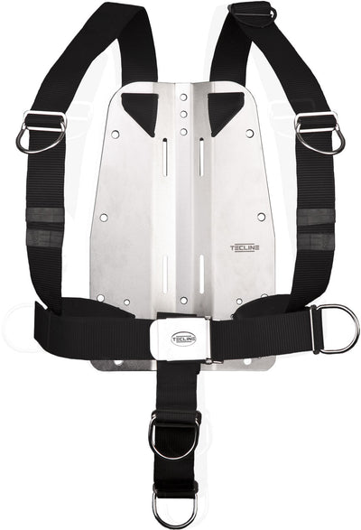 Tecline DIR harness on a full 3 mm stainless steel backplate without logo