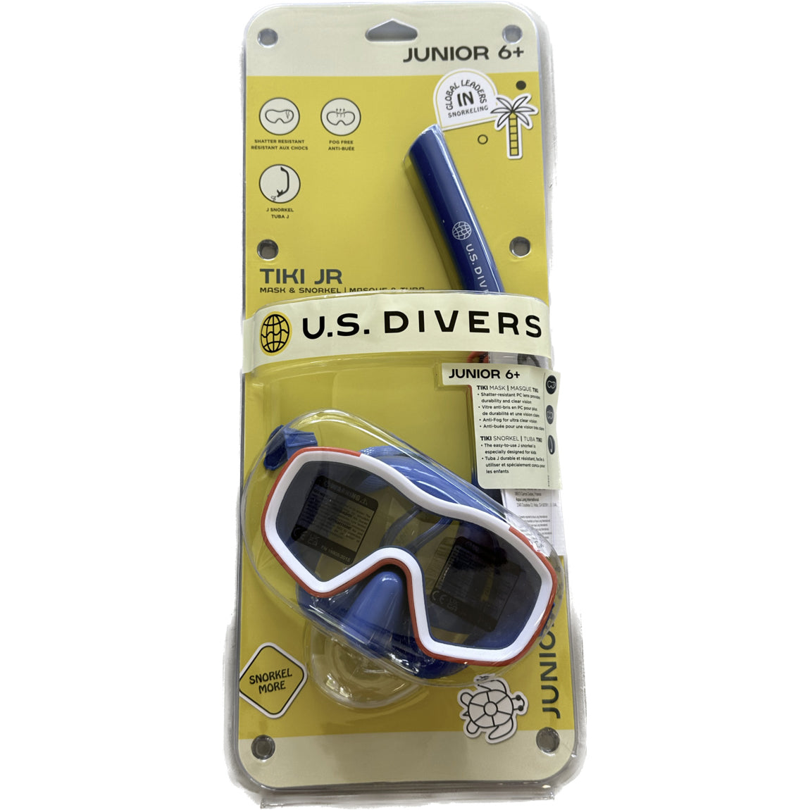 Tiki Junior mask and snorkel combo in its retail blister pack marked junior 6+