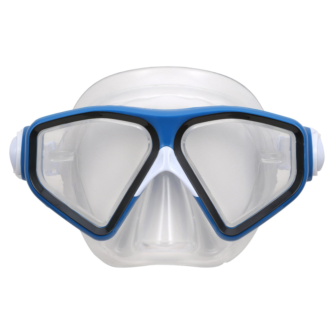 U.S. Divers Tiki adult mask in blue with a clear skirt, paired with a blue snorkel