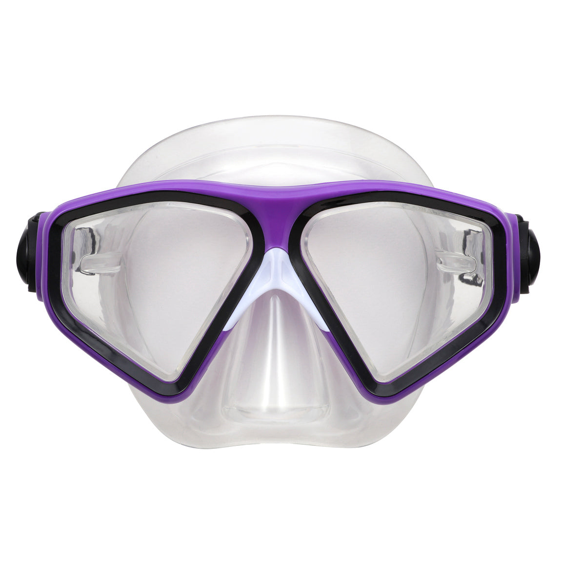Front of the purple and black Tiki mask