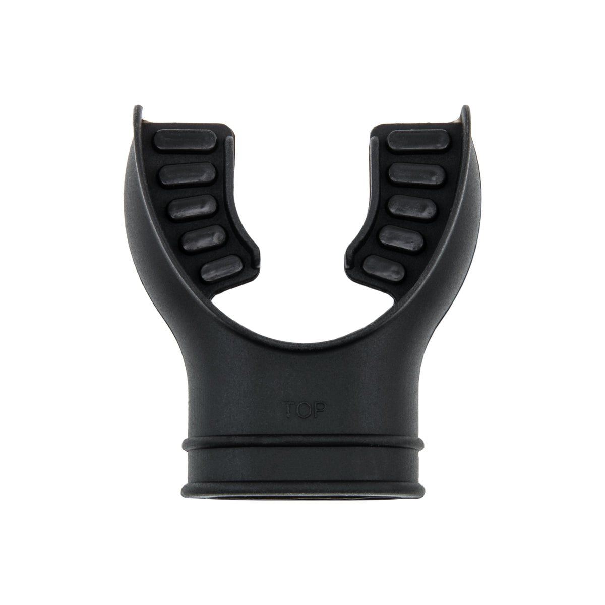 Tecline black silicone regulator mouthpiece with ribbed bite tabs
