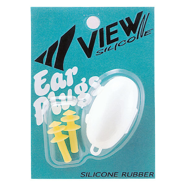 VIEW yellow three-flange silicone ear plugs with carry case in retail packaging