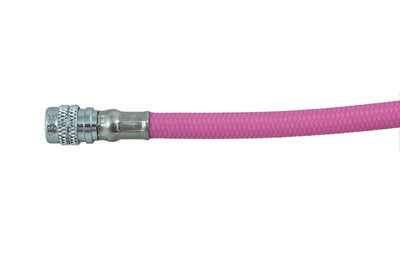 Close view of a magenta pink Tecline Proflex inflator hose coupling