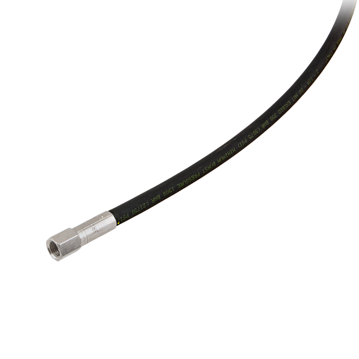 Tecline black rubber HP hose with Kevlar reinforcement and gauge fitting